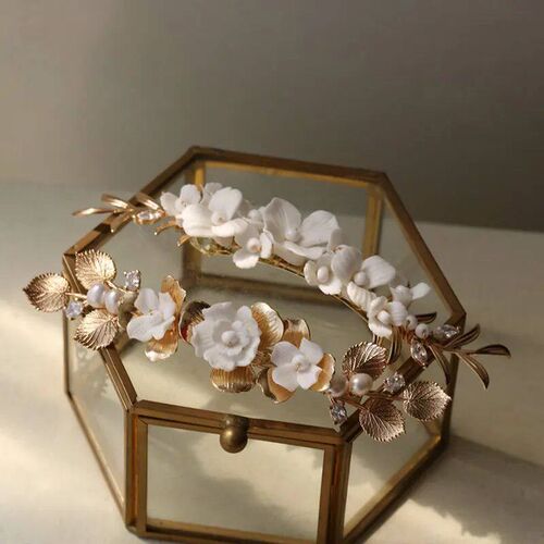 Ceramic Flower Hairpin Gorgeous Zircon Spring Side Clip Roma