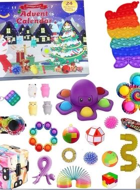 1 Set Christmas Advent Countdown Calendar Fidget Toys Kit Po