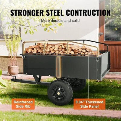 Heavy Duty ATV Trailer Steel Dump Cart Tow Behind, 750 lbs 1