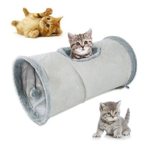 Pet Cat Tunnel Collapsible Suede Educational Toy Foldable