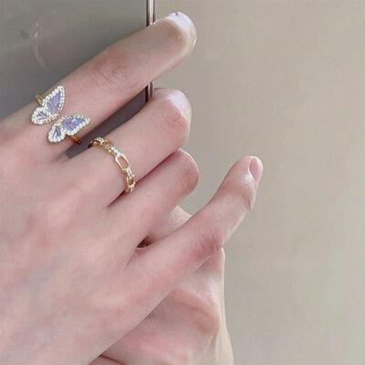 Vintage  Butterfly Open Rings for Women Adjustable Colorful