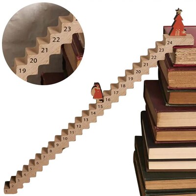 Christmas Advent Calendar 2024 Tabletop Wooden Ornament Sant