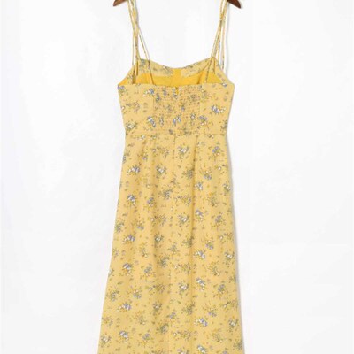 Summer new slim suspender skirt group hem big slit dress
