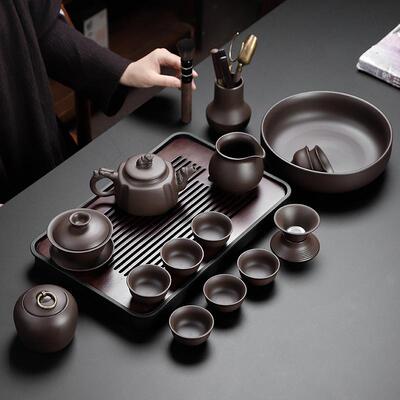 Purple Sand Tea Cups Ceramic Portable Teapot Set Outdoor