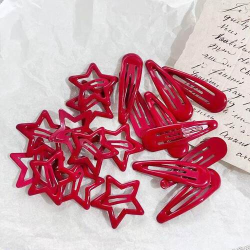 Red Star Snap Clip For Girl Waterdrop Barrettes Hairpin For