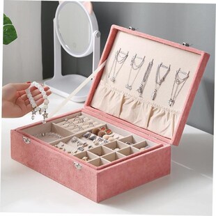 Jewelry box earring storage box necklace ring two layers