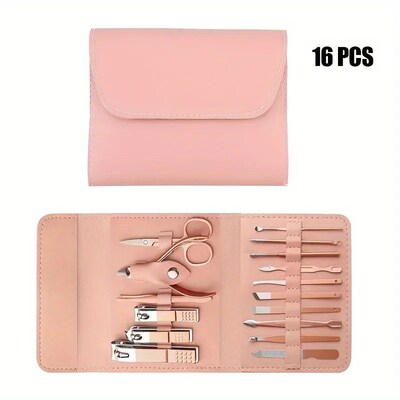 16pcs Professional Nail Clippers and Cuticle Nippers Set wit