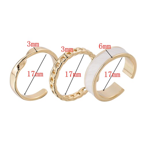 3pcs/set Bohemian White Enamel Round Metal Ring Sets Geometr