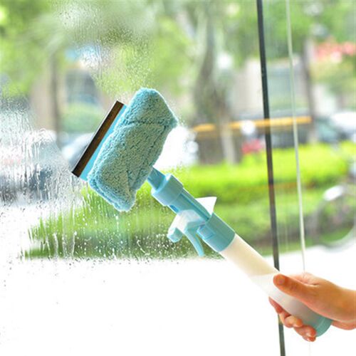 Glass Brush Cleaner with Water Spray Doublesided Window Wipe