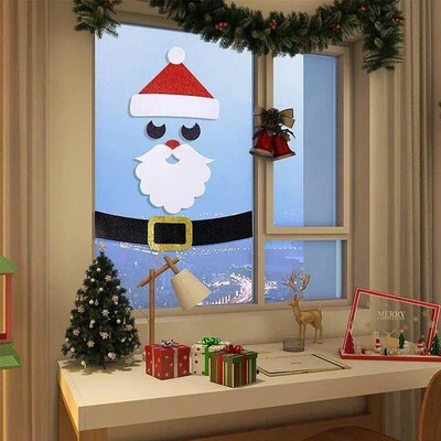 Christmas Window Sticker Decor Santa Claus Snowman Door Wall