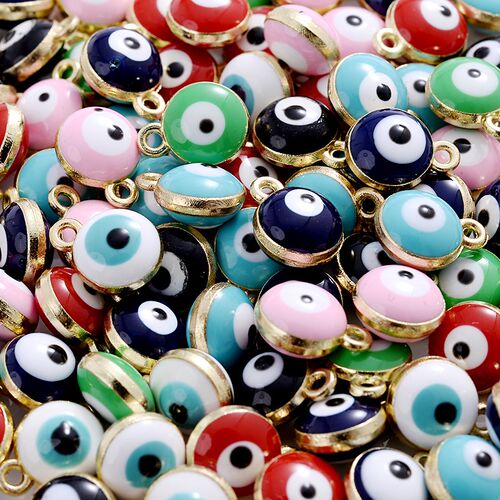 30Pcs/Lot 7x9mm Round Alloy Metal Drop Oil Pendant Charms Bl