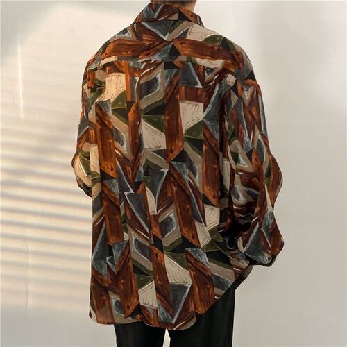 Antique Vintage Long sleeve Shirt for Men Streetwear Korea S