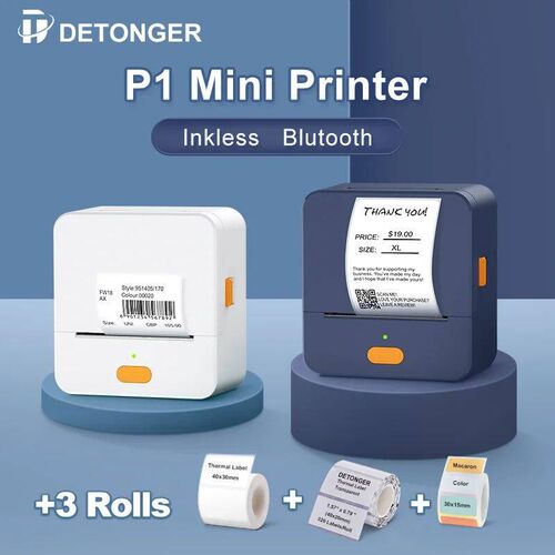 DETONGER P1 Mini Portable Thermal Label Printer Wireless Ink