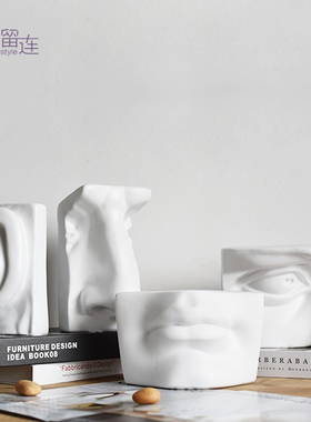 白色嘴鼻子五官雕像树脂摆件装置艺术酒店样板房家居饰品装饰陈设