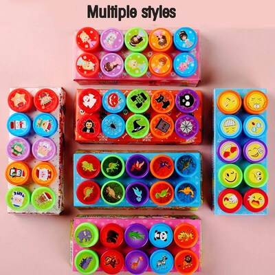 10 pcs Cute Cartoon Childrens Stamps Toys Childrens Stamps