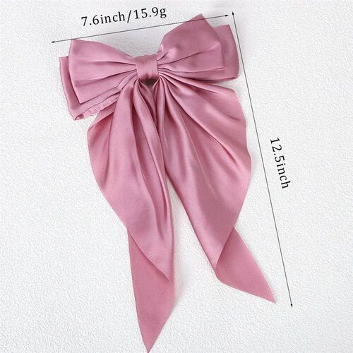 Girls Long Big Bow Float Satin Clips Back Head Hair Clip Int