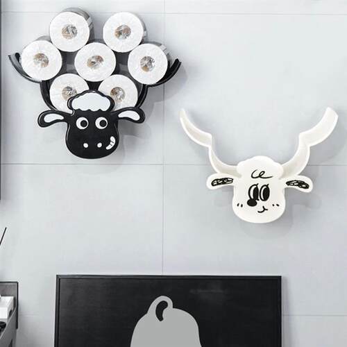 Cute Sheep Toilet Paper Roll Holder 7 Rolls Free Standing Ba