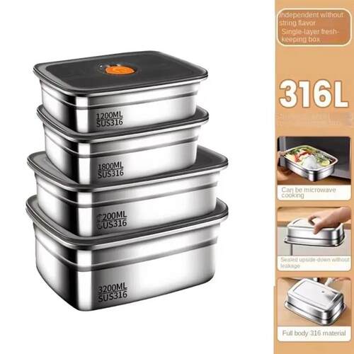 Stainless Steel Camping Lunch Box Sealed Leak-proof Bento Bo