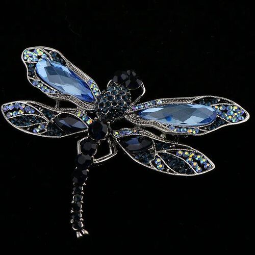 Blue Crystal Vintage Dragonfly Brooches for Women High Grade