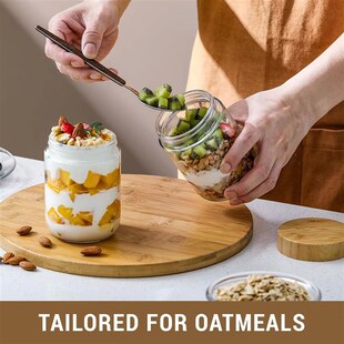 Glass jars with Airtight Lids Oats Containers with Bamboo Li