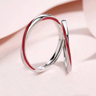 Fashion Red Line Mobius Couple Ring Fashion Minimalist Ring