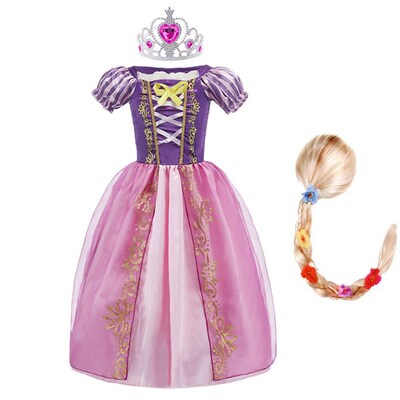 Girls Rapunzel Dress Kids Summer Tangled Fancy Princess Cost