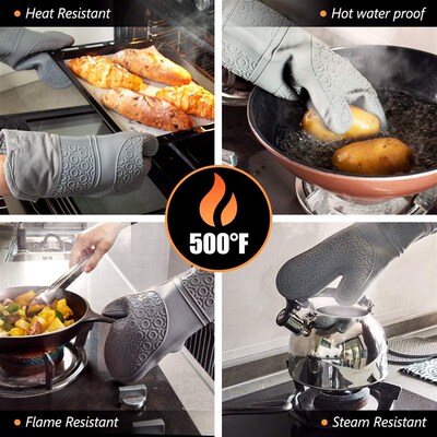 Oven Mitts Pot Holders Silicone Mittens Gloves Hot Pads