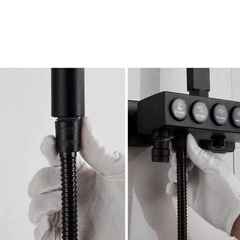 1pcs 1.5M Stainless Steel Black Hose Extension Pipe Bathroom图片