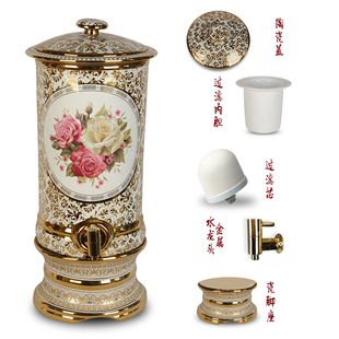 陶瓷水缸带龙头陶瓷净水器大号储水罐家用带过滤芯水桶泡茶饮水机