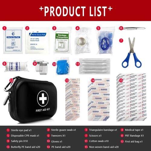 91pcs Portable Emergency Medical First Aid Bag Kit For House