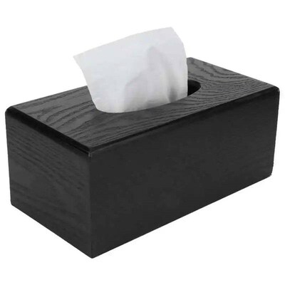 Black Wooden Tissue Holder Napkin Box Case Elegant Style Tis