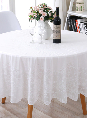 歌兰朵欧式圆桌布PVC茶几布防水防油免洗塑料餐台布白色茶几台布