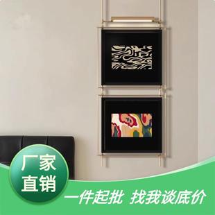 现代中古风装饰画金属铁艺壁挂法式壁灯墙面高档挂饰立体吊杆挂画