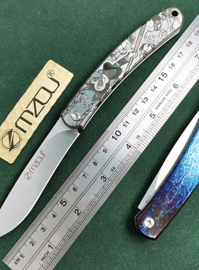 M390粉末钢折刀悟空雕刻高硬度锋利户外随身无锁口袋折叠小水果刀