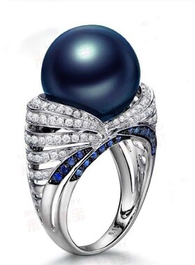 Chen Rui fashion and popular blue pearl zircon ring retro at