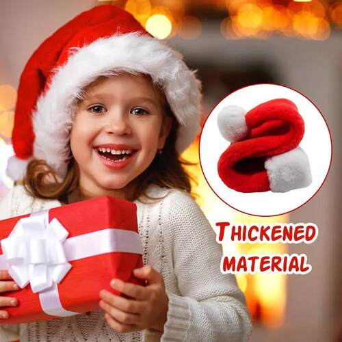 Christmas Santa Hat Long Plush Adults Kids Cap New Year hats