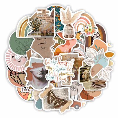 2022 50pcs Cute Cartoon Art Bohemian Aesthetic Stickers