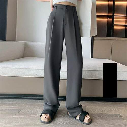 2024 Spring Summer Womens Pants Elegant High Waist Solid Co