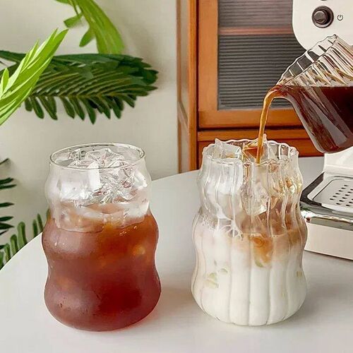 Transparant Glass Cup Creative Wave Shape Glass Cup Cold Cof