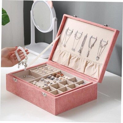 Jewelry box earring storage box necklace ring two layers