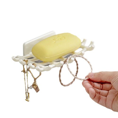 Soap Box Wall Mounted Drain Rack Home NonPunching Bathroom H
