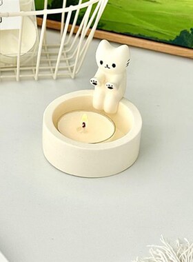 Cartoon Kitten Candle Holder卡通小猫蜡烛架情人节小猫取暖装饰