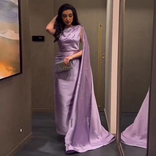 Sharon Said Arabic One Shoulder Lilac Dubai Evening Dresses