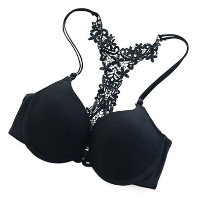 Seamless Sexy Bra Front Button Push Up Underwear Buckle Fema