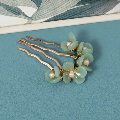 Flower Jade Hairpins Decorative Chignon Hair Pins Antique Ha