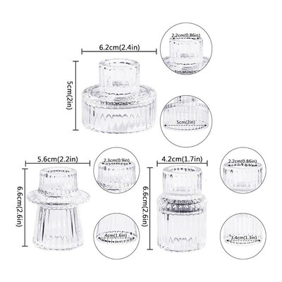 3PCS/set Glass Candlestick Romantic Dining Table Candle