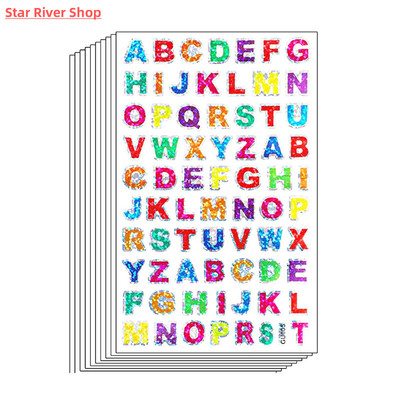 10 Sheets Glitter Alphabet Letter Stickers Self Adhesive  AB