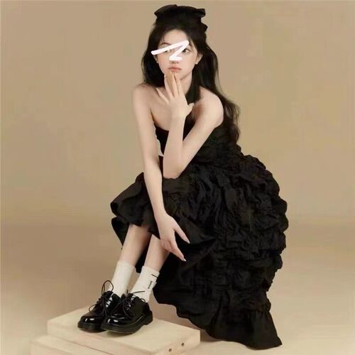 Sweet Elegant Pink Texture Pleated Light Luxury Dress Women