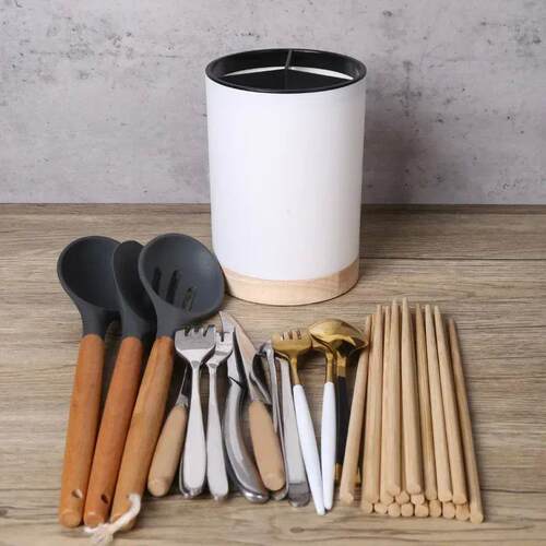 Utensil Holder Cutlery Drainer Kitchen Tableware Storage Buc
