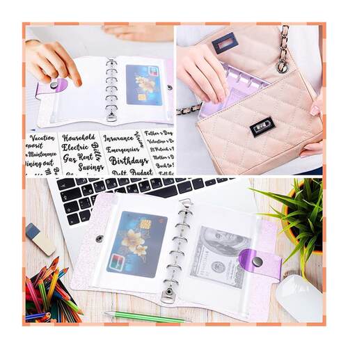 15 Pieces A6 Soft PVC 6Ring Binder Cover 12 Mini Binder Zip